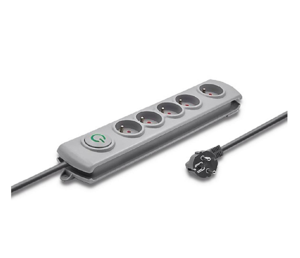QOLTEC Listwa antyprzepięciowa - 5 gniazd, 1.8m, szara - 587687 - zdjęcie